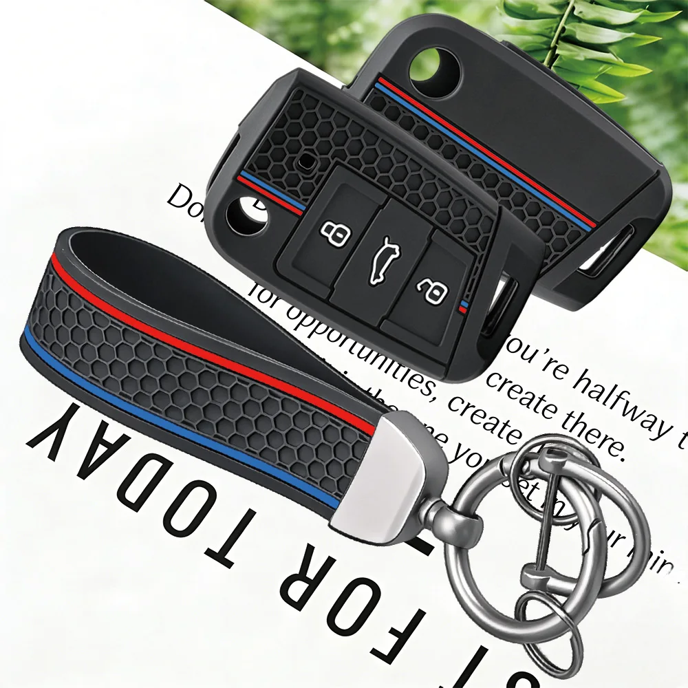 Key Case Cover for VW Golf 7 GTI POLO T-Cross T-Roc Touran Tiguan Skoda Octavia Rapid Kodiaq Fabia Seat Ibiza Leon Ateca Arona