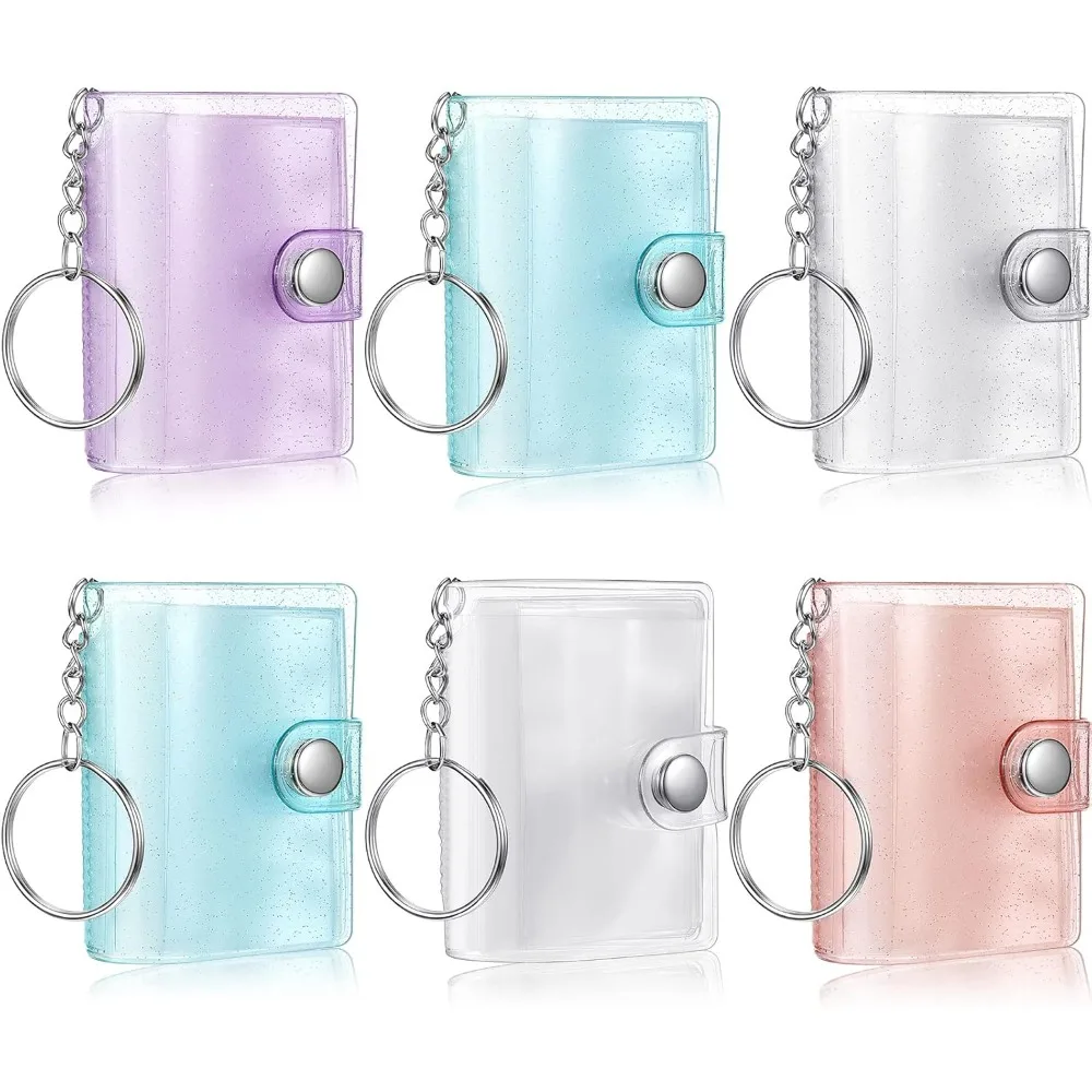 

6 Pack 2 Inch Mini Small Photo Album Valentine Photo Storage with Keychain Pocket Album Keychain for Picture Valentine Gi