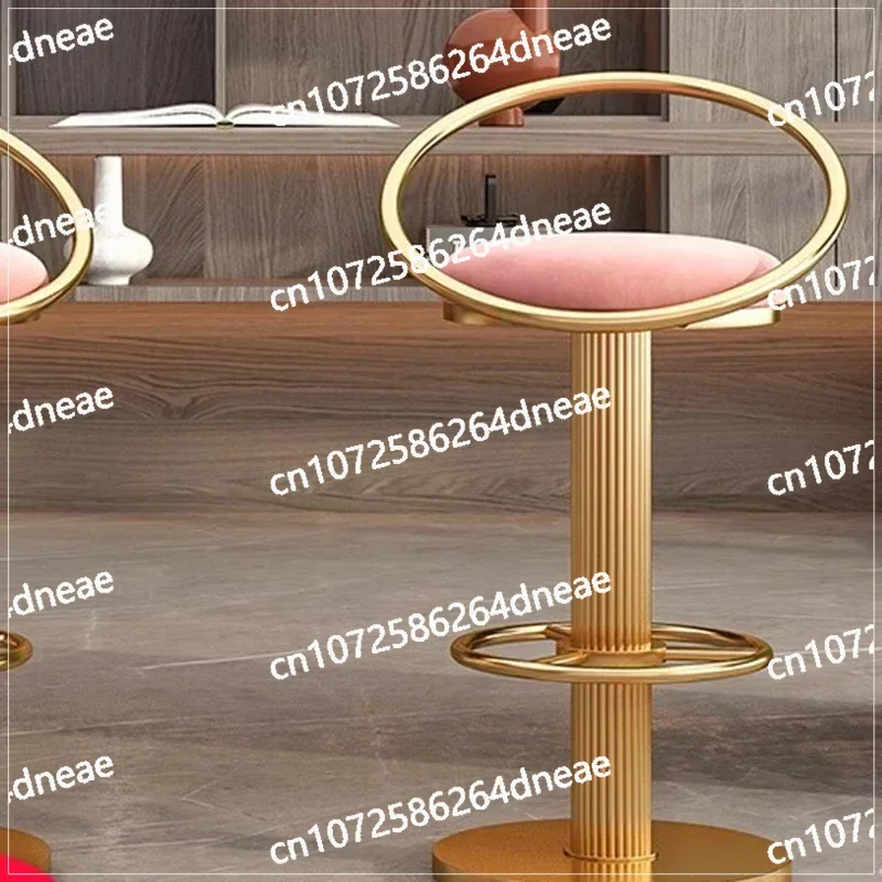 Luxury Nordic Stool Bar Chair Accent Velvet Rotating Pink Gold Kitchen Bar Chairs Banquetas Para Bar