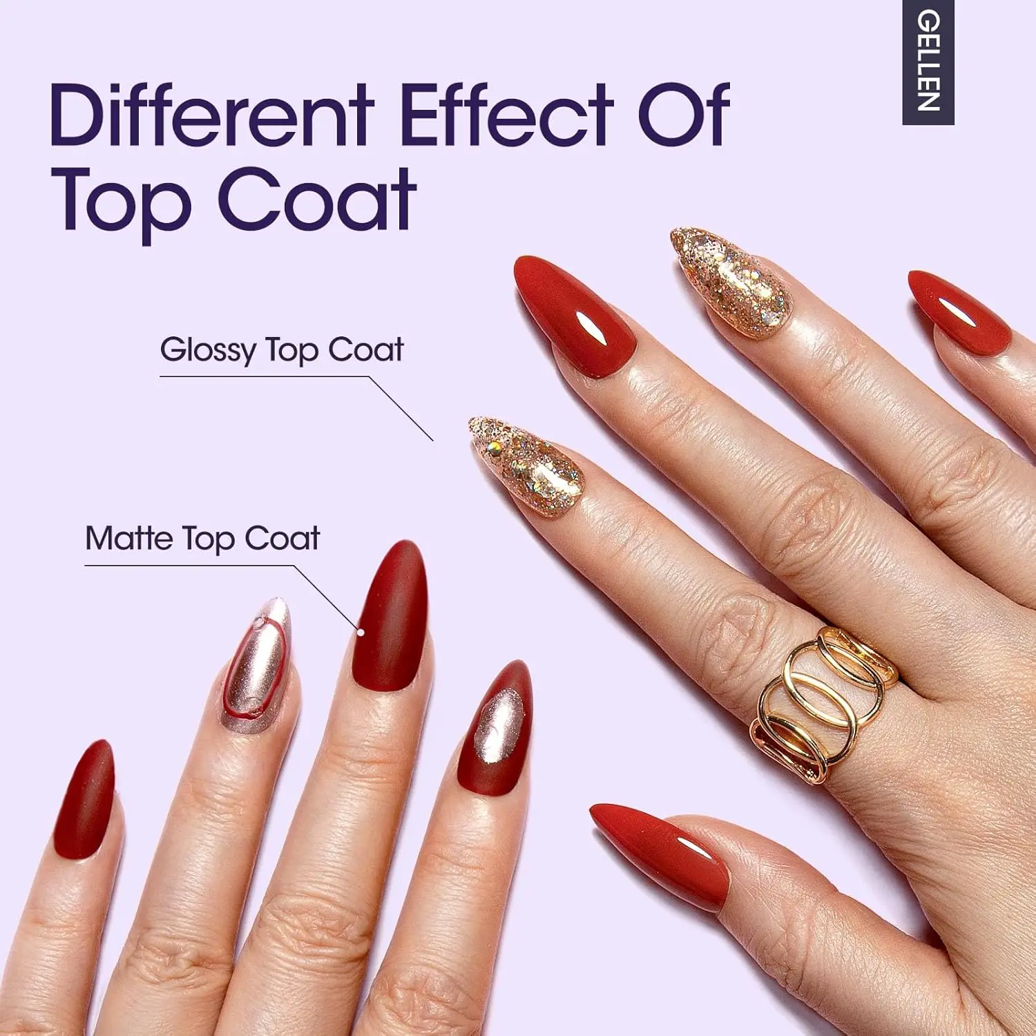 GELLEN 18 مللي 4 قطعة الأظافر هلام معطف فوقي قاعدة معطف سترينج هلام مسمار البولندية مجموعات ل نقع قبالة مسمار مصباح واضح سحر كيت #4