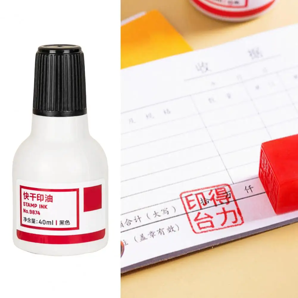 Easy to Use Stamp Ink Vibrant Quick-drying Stamp Pad Refill Ink for Home School Office Long-lasting 40ml Ink for Self-inking