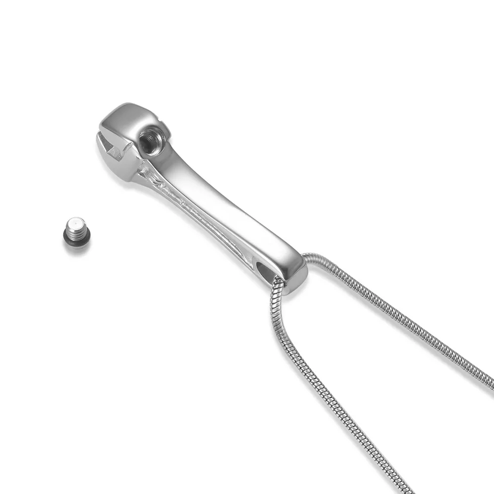 Halskette/Schlüsselanhänger mit Urnenanhänger aus Edelstahl für Schraubenschlüssel – Gedenkschmuck für menschliche Asche, Andenken, Schmuck für die Feuerbestattung – Detail 2