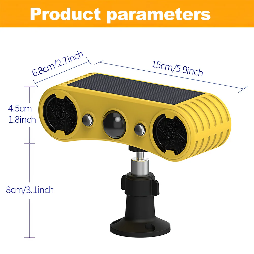 Solar Power Infrared Motion Sensor Alarm Detector Waterproof Animal Repeller Deterrent LED Light Flashing Security Alarm 129dB