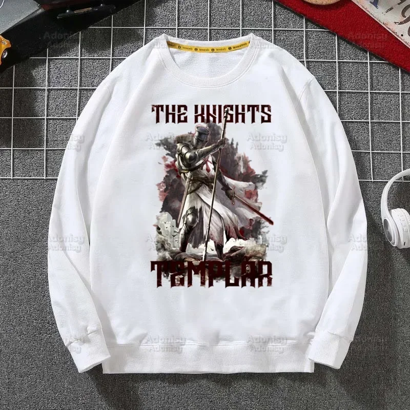 Medieval Knights Templar Men Hoodie Autumn Hip Hop Streetwear Men Pullover Sweatshirts Hoodies Mens White Color Hoodie Male