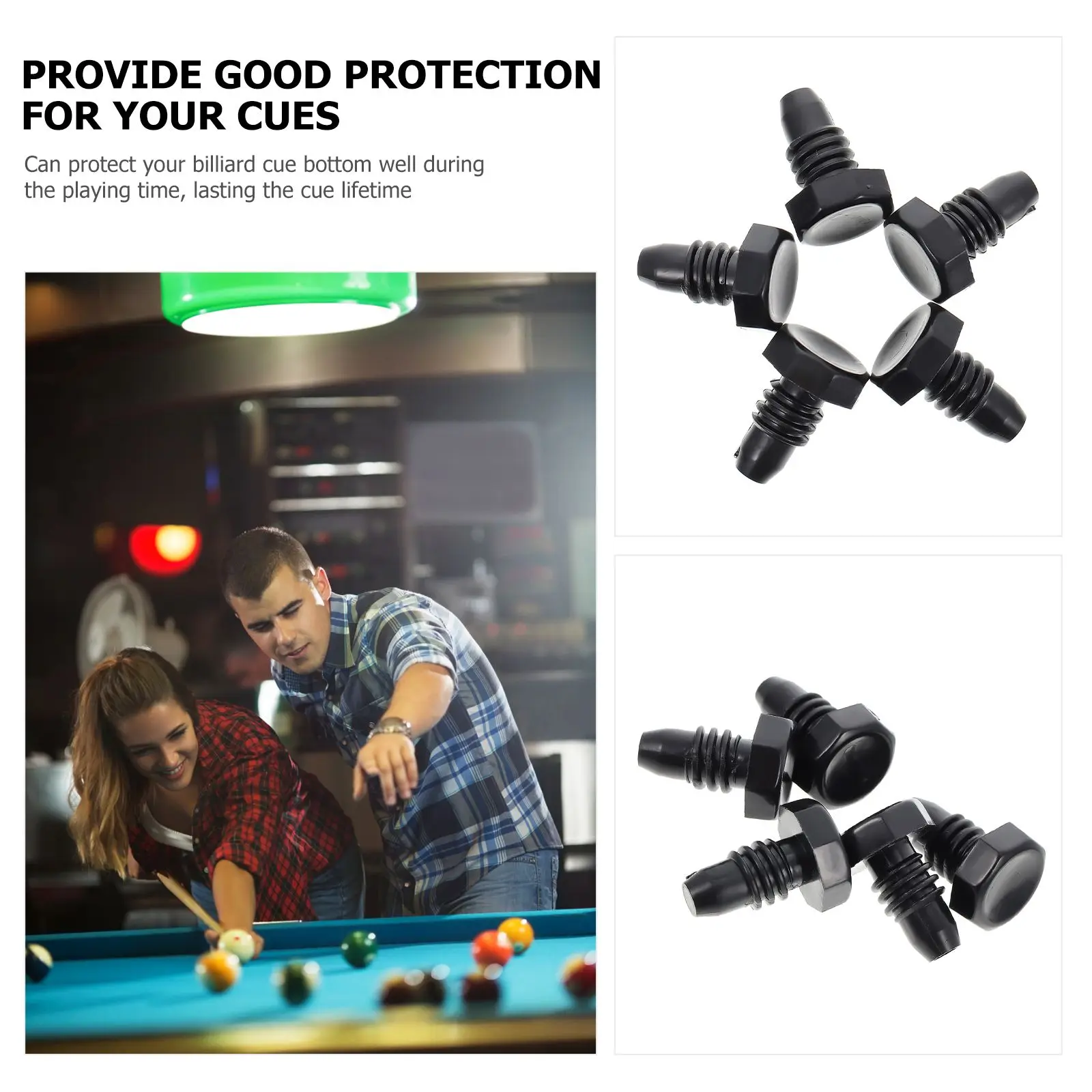 Description Picture 4 of item5 Pcs Pool Billiard Tip Accessories Cues Sleeve Tower Type Protector Snooker Billiards
