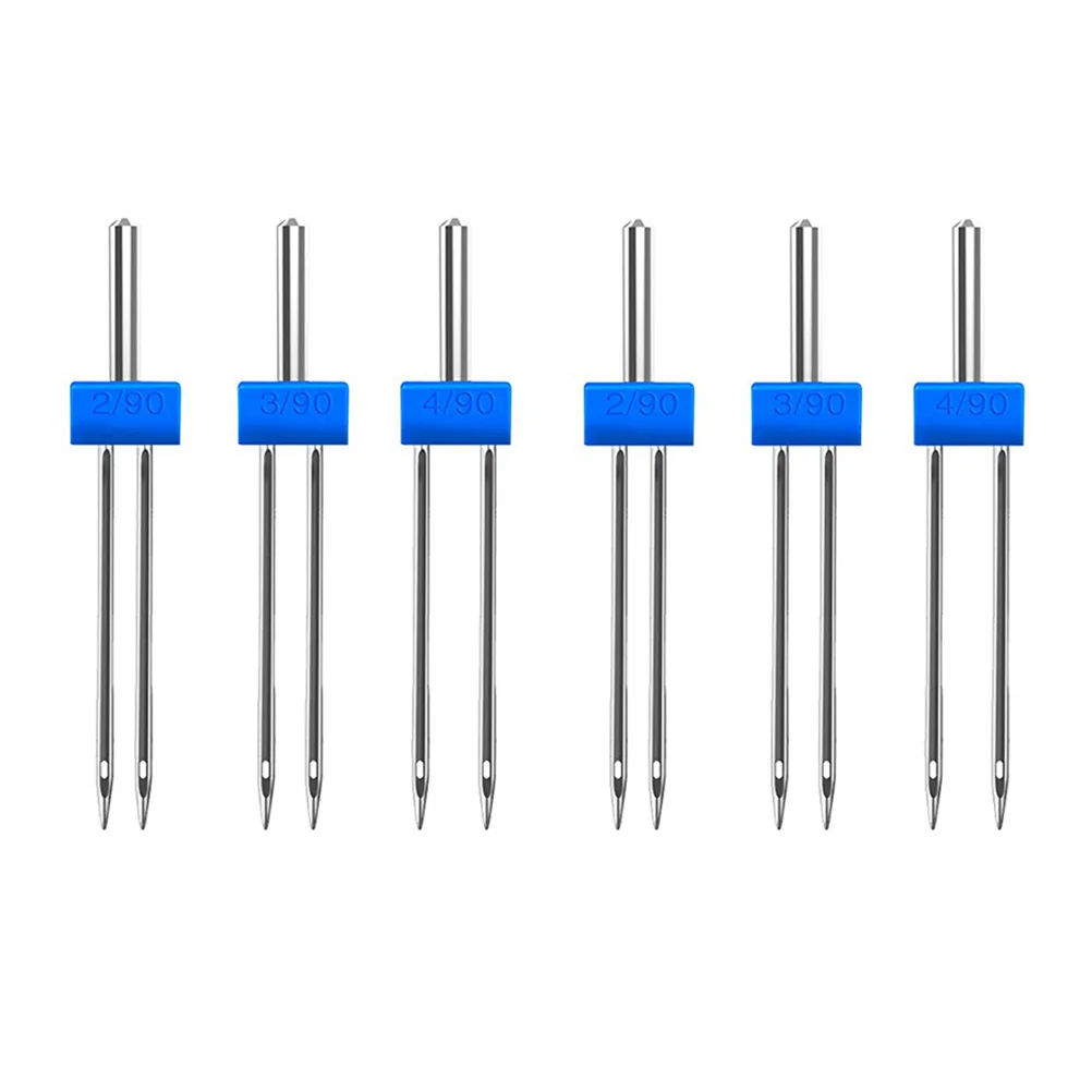 1 قطعة ماكينة خياطة التوأم الإبر مجموعة 2.0/90 3.0/90 4.0/90 الفضة دائم معدن البلاستيك مستقيم غرزة خطوط الزخرفية