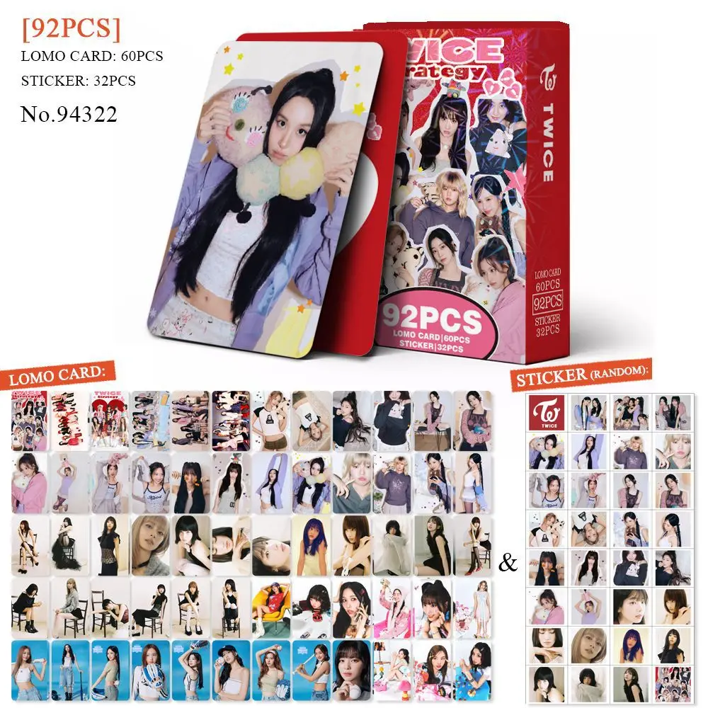 92Pcs/Set Girl Idol New Album STRATEGY Lomo Cards NaYeon Momo Jihyo Tzuyu Sana Mina HD Printd Photocards Stickers Fans Gifts