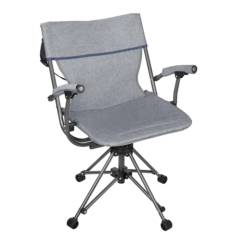 

Folding Potable Lawn 360 Swivel Chair With Armrests, Indoor Outdoor Use, Suitable For Patio, Office, Bedroom, Dorm Rooms, Grey