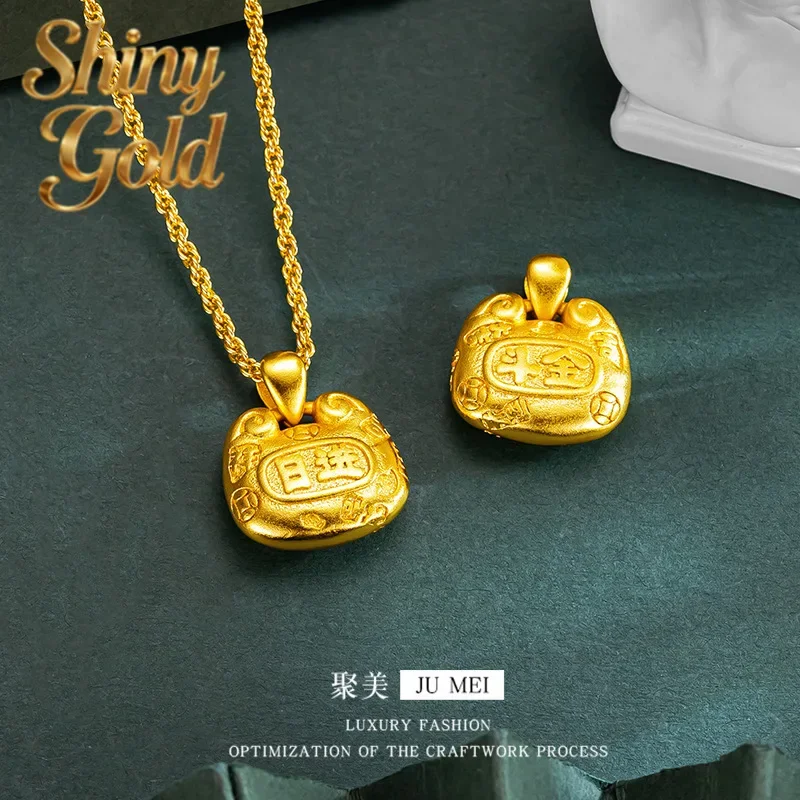 

Роскошное ожерелье-кулон ShinyGoldLight из 24-каратного настоящего золота с замком-саше, женское, новое, в китайском нишевом дизайне, простое ювелирное украшение