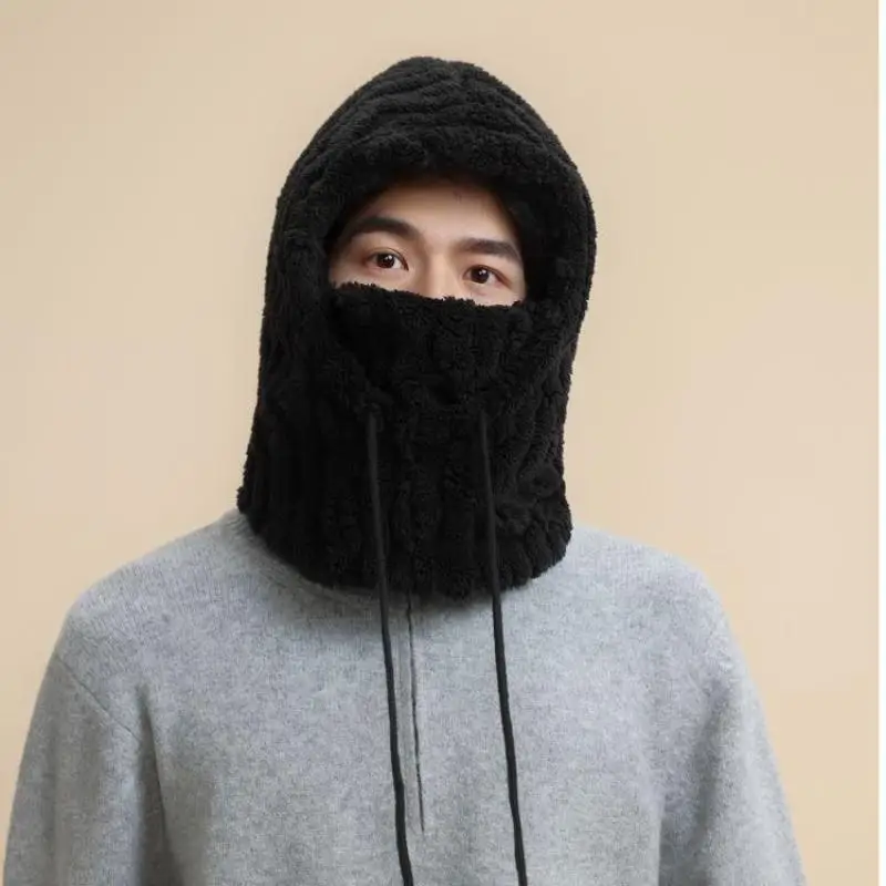 Topi Lei Feng Bersepeda Musim Dingin untuk Pria, Pelindung Kepala untuk Ski dengan Masker Anti-Dingin Tahan Angin