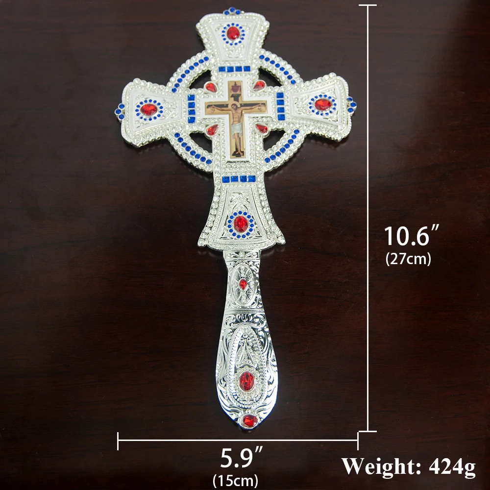 جديد الكنيسة الأرثوذكسية الصليب القس الأب يده الصليب الصلاة مع يسوع الصليب الذهب زراعة كريستال الصليب صندوق ديني هدية