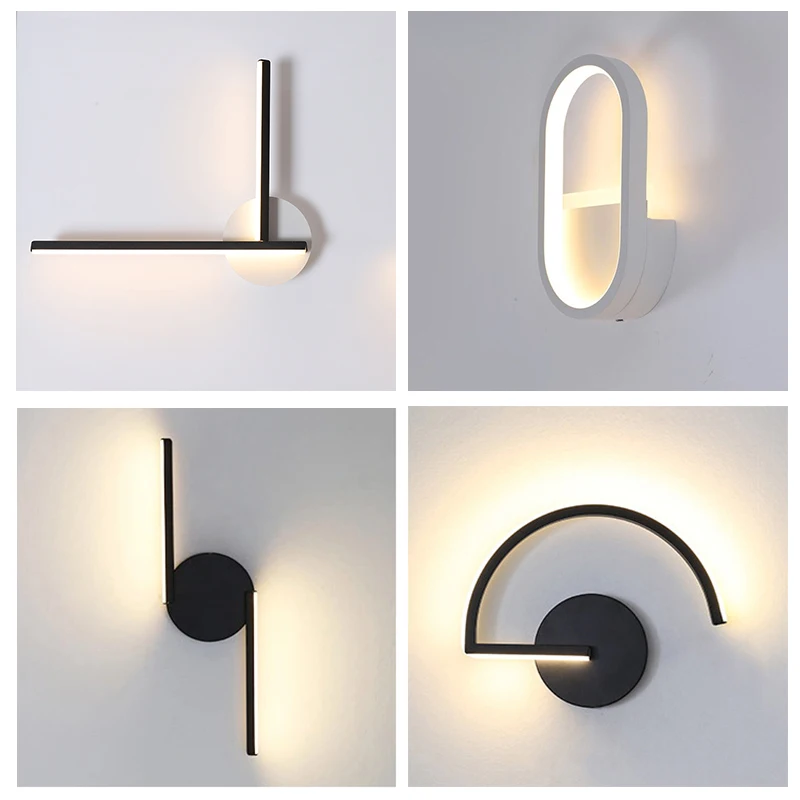 Modern Nordic LED Wall Lamp, Minimalist Black Geometric Sconce for Bedroom Bedside Living Room Decor, Creative Home Light view 2