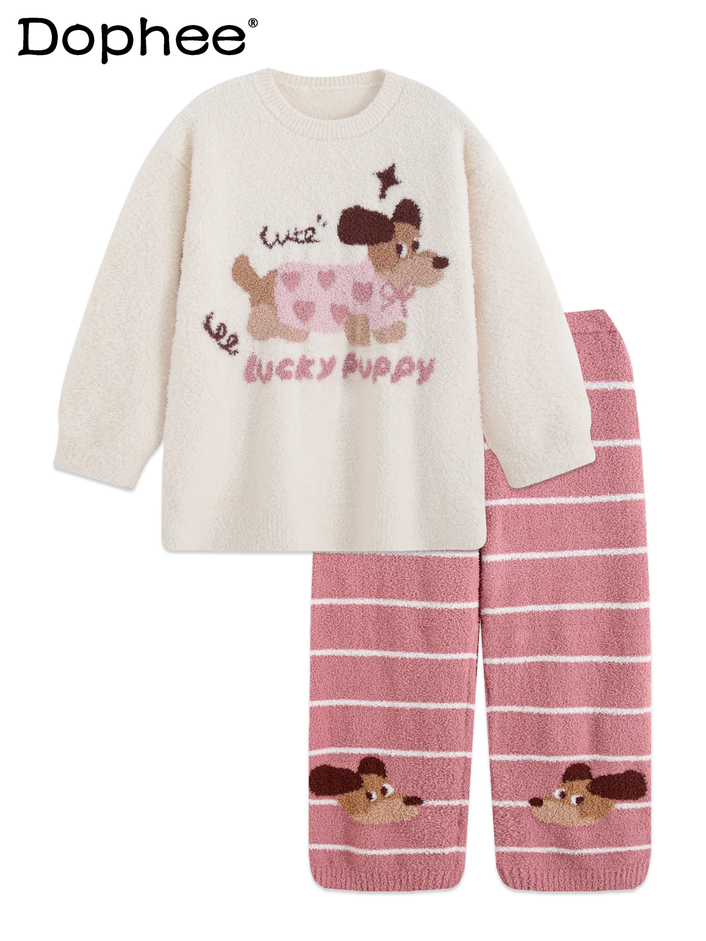 

2025 New Women's Pajamas Autumn Winter Sweet Cute Coral Fleece Thickened Japanese Style Thin Fleece Wearable Homewear