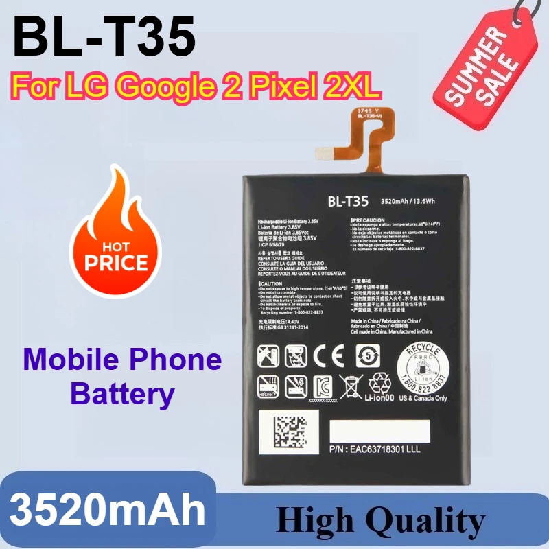 New BL-T35 3.85V 3520mAh Replacement Battery For LG Google 2 Pixel 2 XL Pixel 2XL BLT35 Mobile phone Batteries