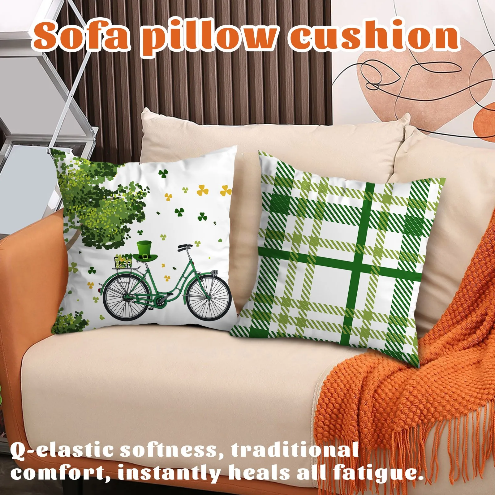 Green Nordic Decorative Linen Cushion Covers Irish Holiday Throw Cover 45*45cm  St. Patrick'S Day Home Decor Sofa Cushion Cover