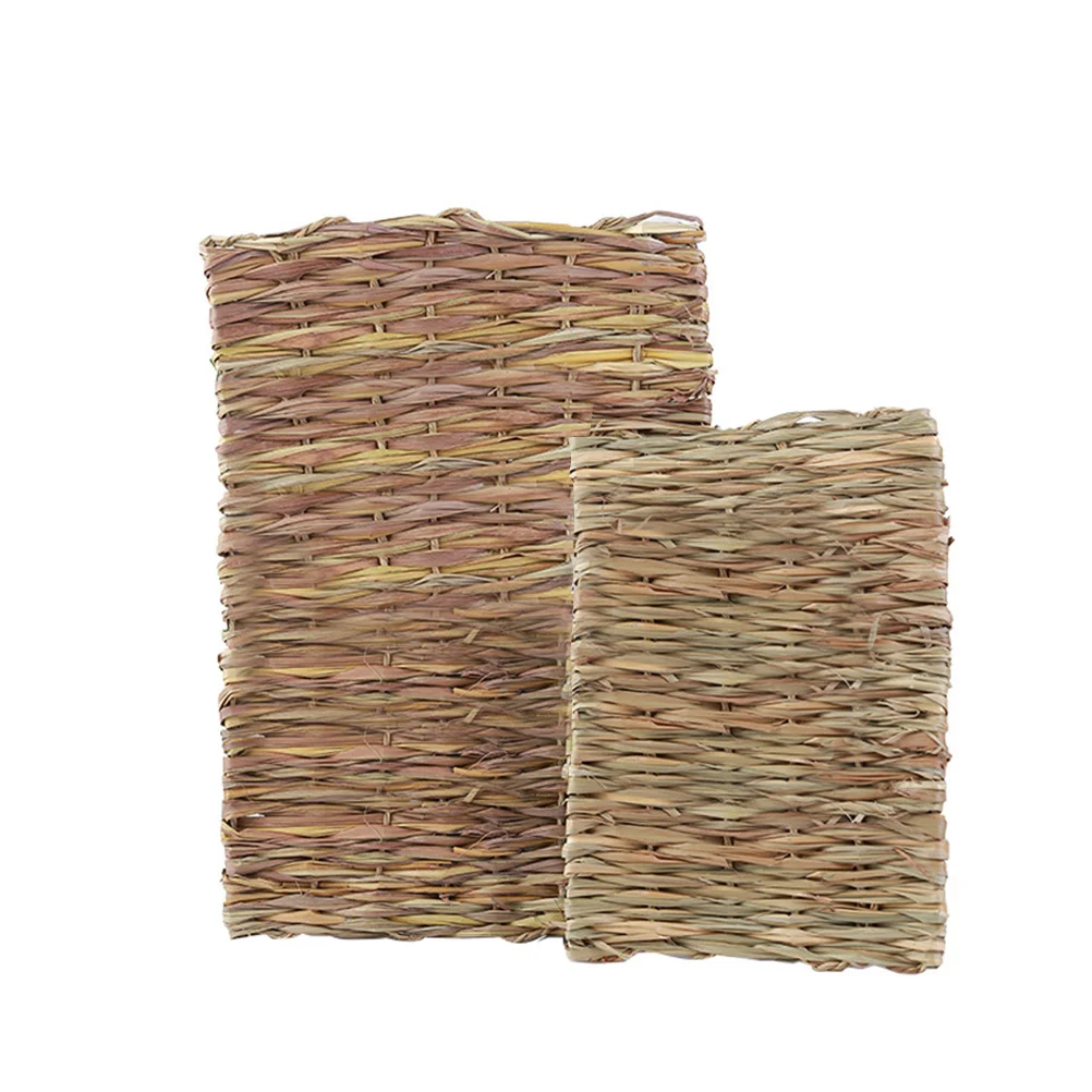 

Pet Straw 40X28X1Cm Reed Bunny Mat Braided Bed For Hamster Rabbit Chew Summer Winter Small Animal Nest Bunny