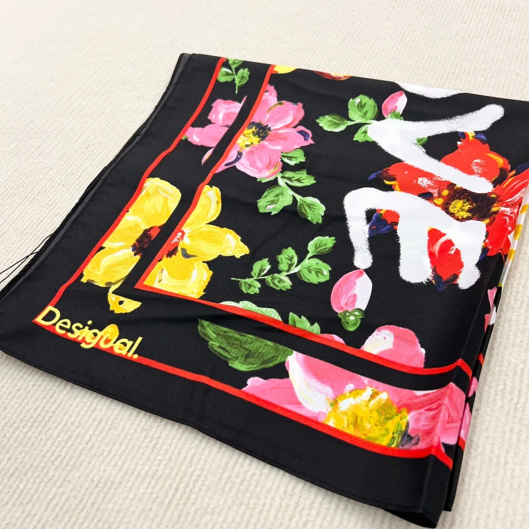 Foreign trade Spain original single new scarf small square scarf 75 * 75 silk scarf thin sun shading beach headscarf 11