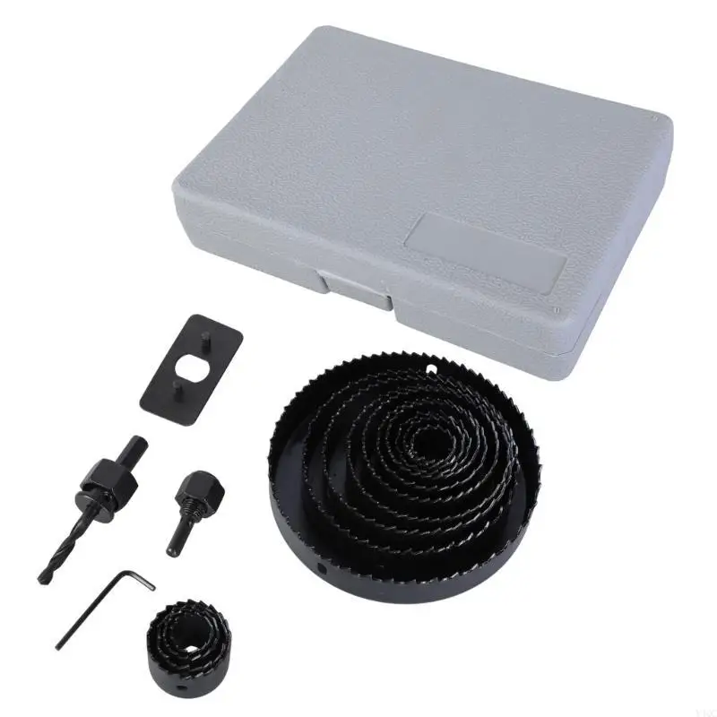Bộ dụng cụ cưa lỗ 19-127mm cần thiết 18 chiếc có hộp đựng để chế biến gỗ và sửa chữa hàng ngày với độ sắc nét lâu dài Y4QC