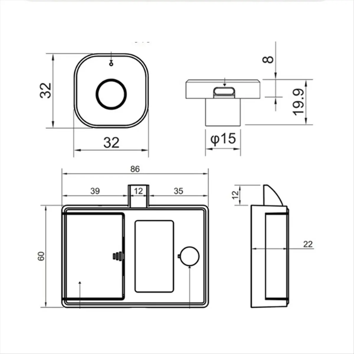 A45I Biometric Fingerprint Lock Black Keyless Cabinet Lock Smart Drawer Locks Anti-Theft Door Lock