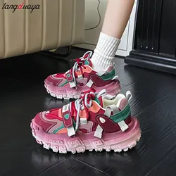 New Women's Causal Sneakers Summer Shoes Fashion Breathable Lace Up Sports Shoes Women Trend Versatile Platform Walking Shoes