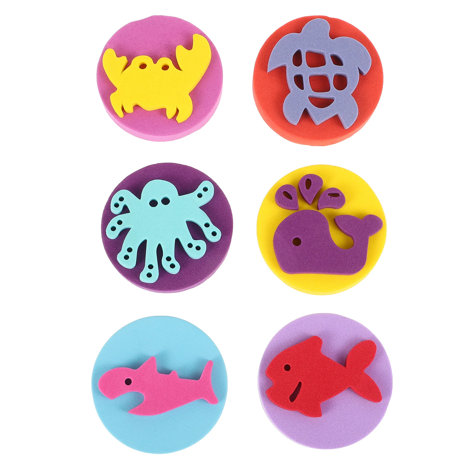 6 Pcs Eva Sponge Seal Stamp Cartoon Painting Blocks Seals Kids Tools DIY Sponges