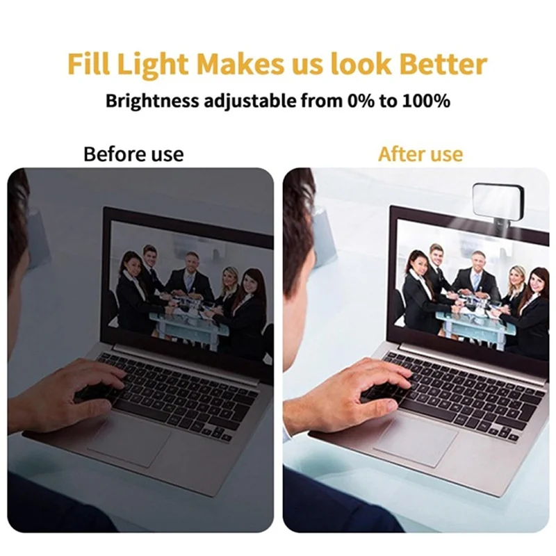 Mini Selfie Fill Light Rechargeable Adjustable Brightness Clip On Mobile Phone Computer Photography LED Lights 3 Color Modes