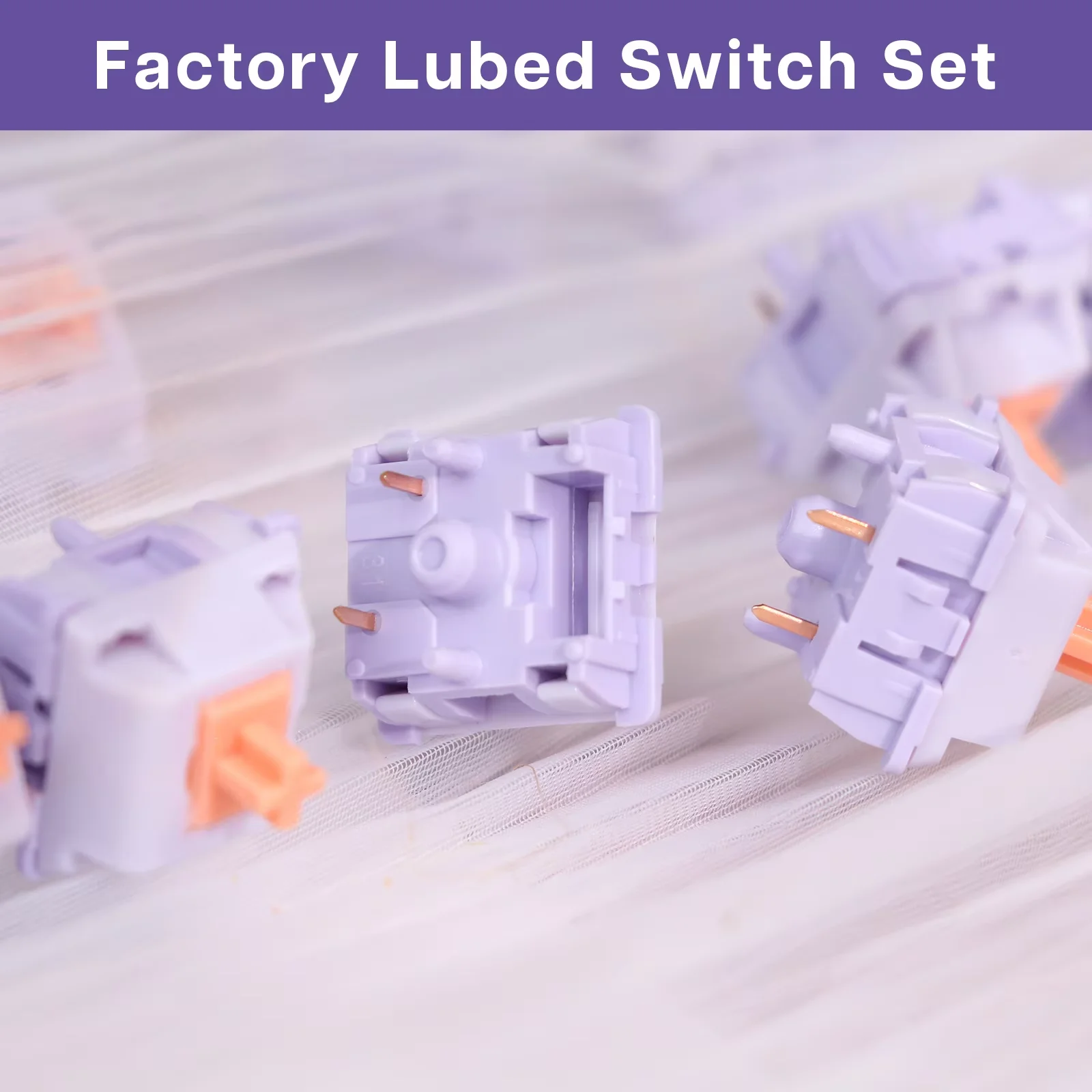 30 Pieces EPOMAKER Wisteria Tactile Switches 46gf 5-Pin Factory Lubed POM+PTFE Stem Switch for Hot-Swap Mechanical Keyboard