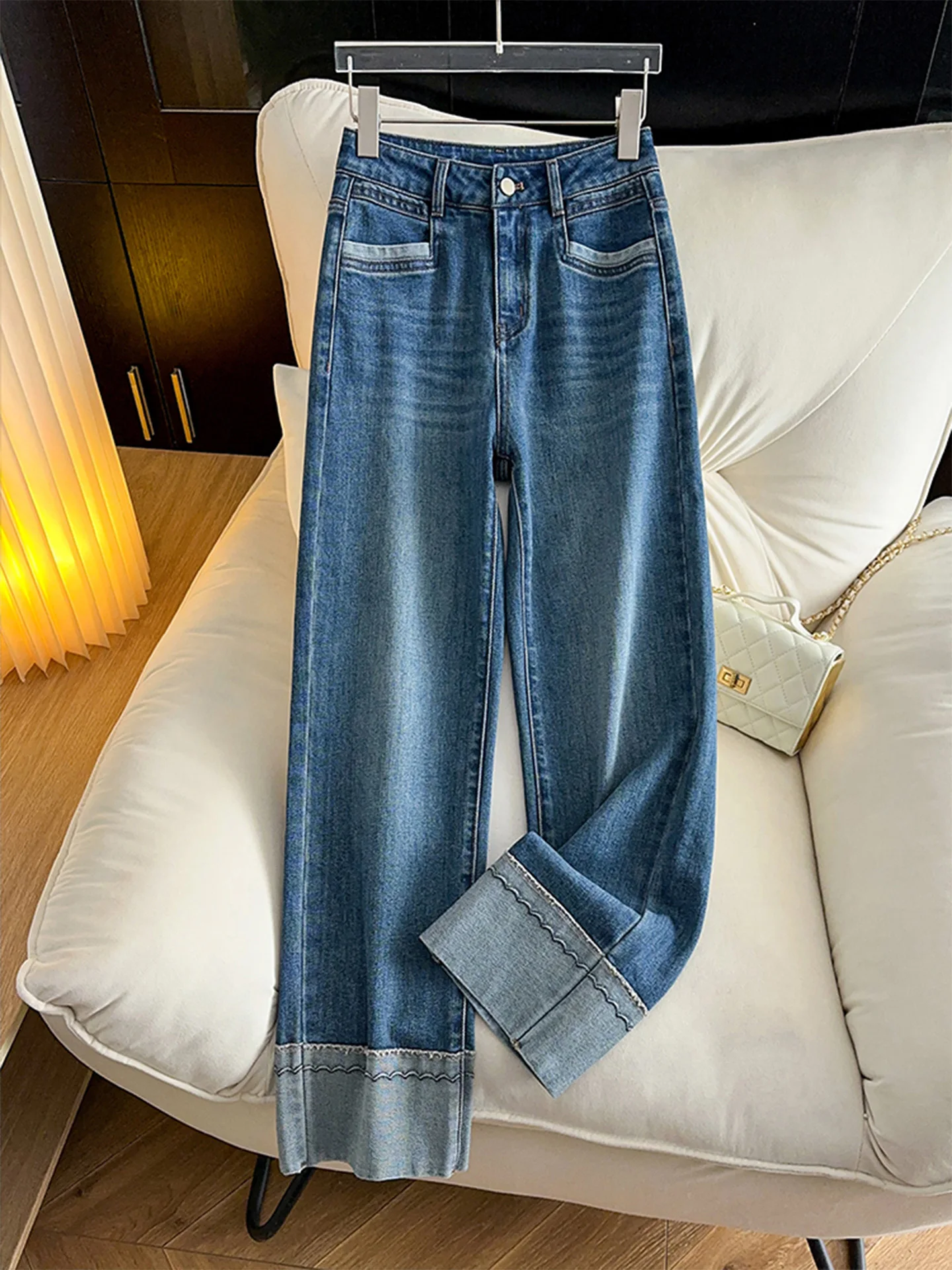 

Slim Straight Leg Jeans Women's High Waist Nine-Tenths Spring Autumn 2026 New Small Size French Bread Pants Casual Style
