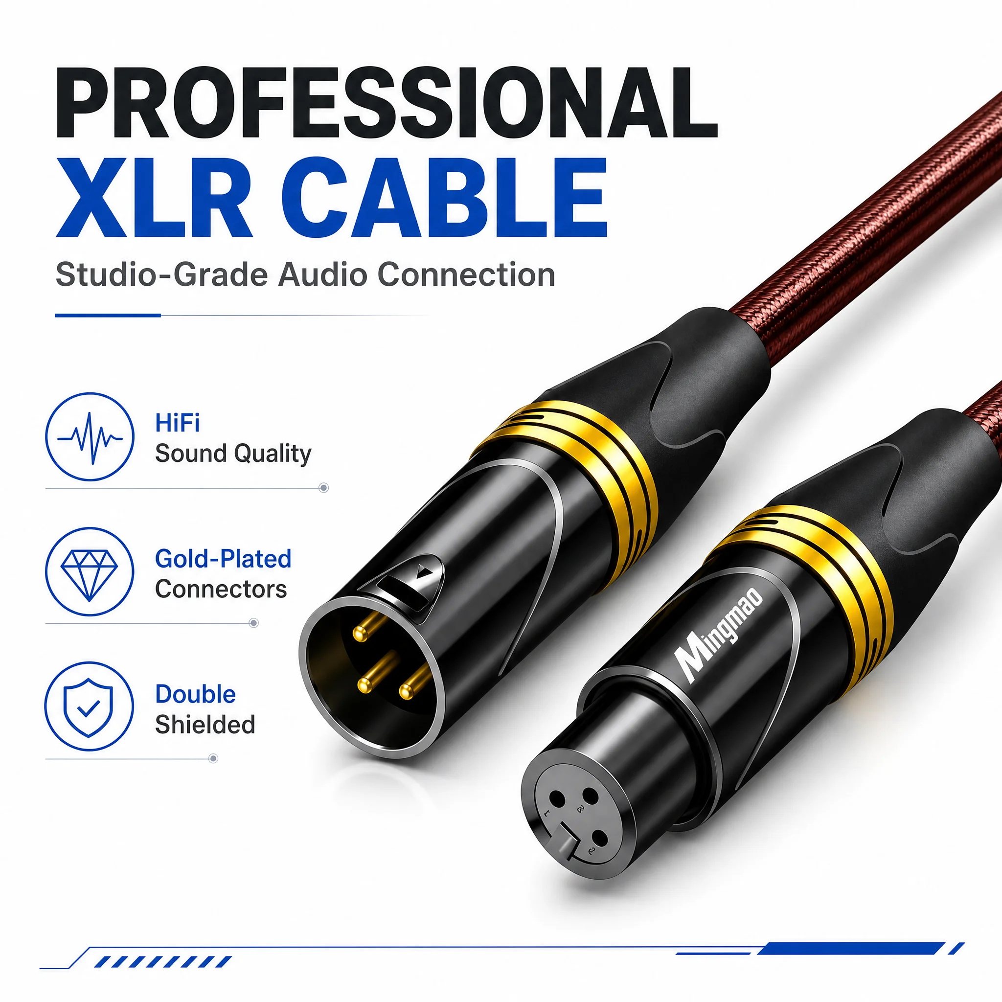 XLR Male To XLR Female Cable 3Pin Audio Cable Microphone Cable HIFI 3M 5M 10M 30M Audio Cable for Mixing Console Cables