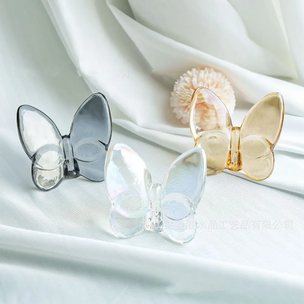 Glass Crystal Lucky Butterfly Vibrantly With Bright Color Ornament Nordic Transparent Crystal Butterfly Craft Wedding Party Gift