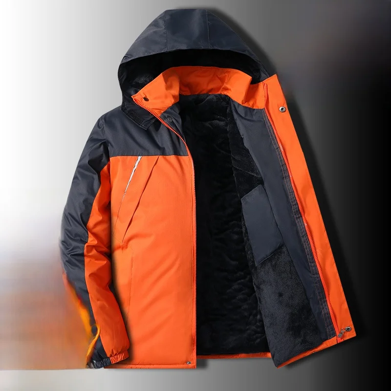 

Thiened Cotton Workwear Jaet for Men Mid-Length ort-Length Work orm Labor Protection Winter Outerwear Coat