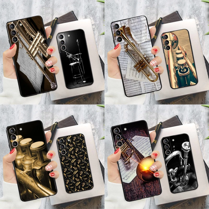 Piccolo Trumpet Brass Instruments Phone Case For Samsung Galaxy S22 S23 S24 Ultra S20 S21 S24 FE S9 S10 Plus Note 10 20 Ultra