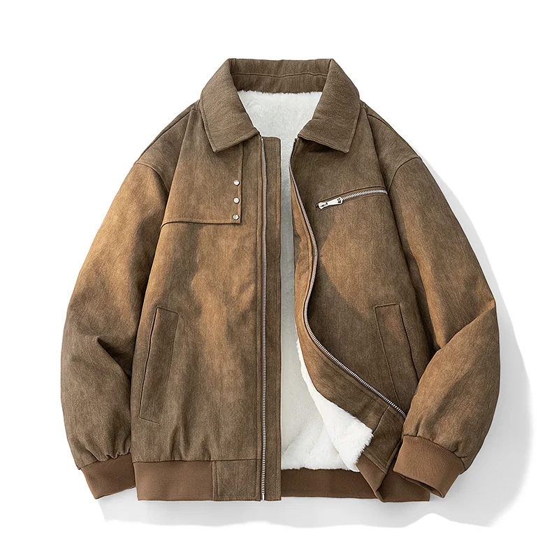 おしゃれな襟付きカジュアルジャケット-メンズ-アウトドアフィッシングジャケット-メンズ-大きめサイズ-冬用-厚手-暖かい-puレザー-レトロレザージャケット