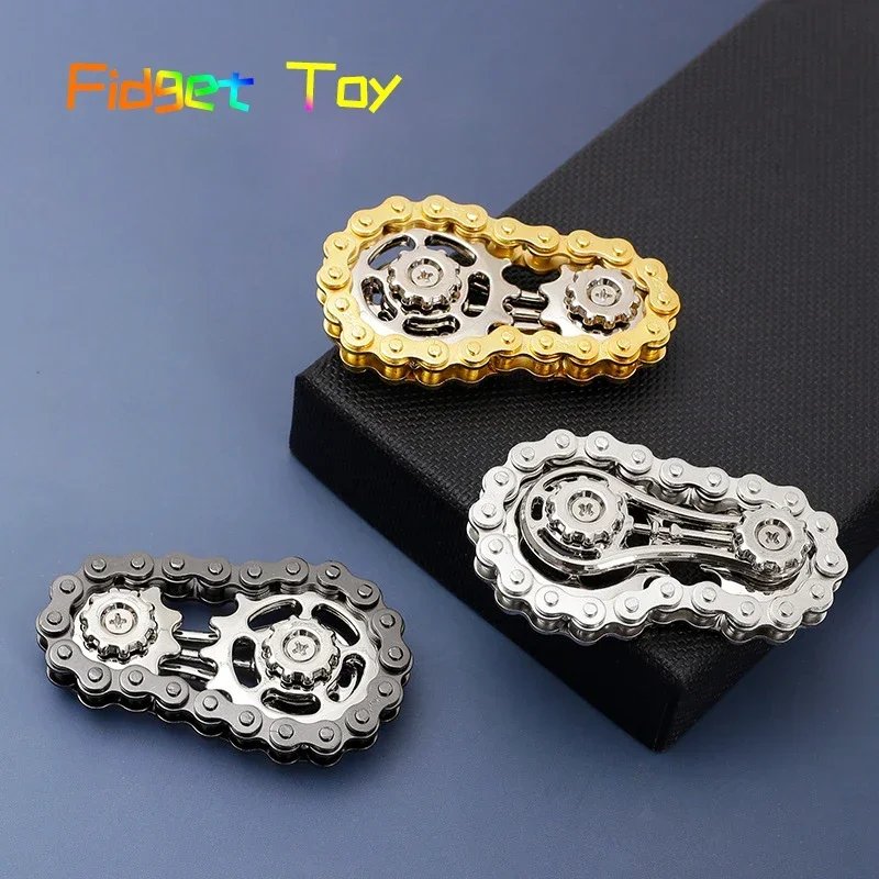 ! Tandwielen Vliegwiel Vingertop Gyro Fidget Spinner Antistress Angst Metalen Fietskettingen EDC Spinner Fidget Speelgoed Voor Volwassen Kinderen