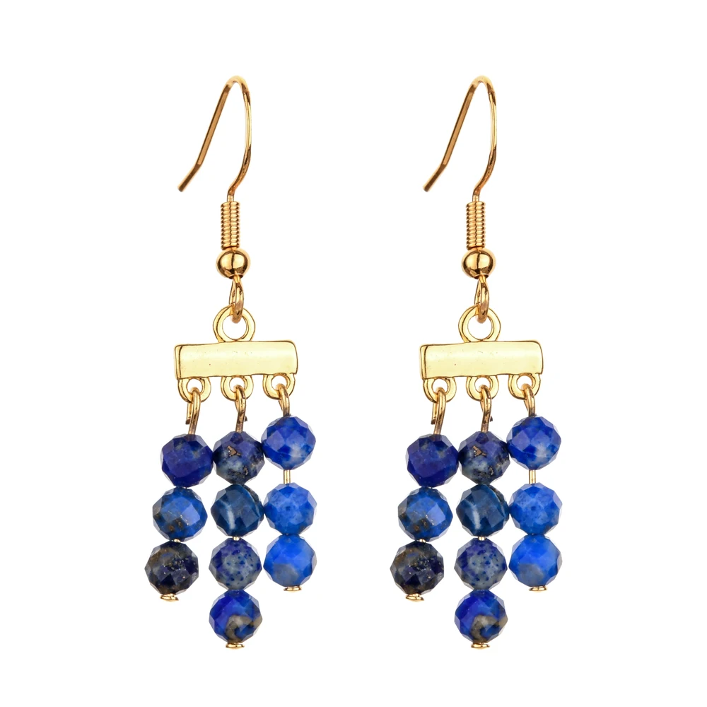 ZMZY Natural Stone 3 Layer Drop Dangle Earrings for Women African Turquoises Quartz Healing Earring Jewelry Party Gift