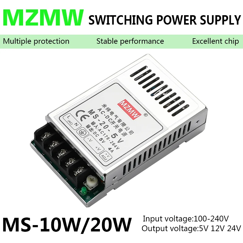 10W 20W Switching Power Supply 5V 12V 24V Mini Size AC To DC Single Output LED Strip Drive Switch Power for Monitor MS-10 MS-20