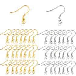 50pcs/lot Stainless Steel Earring Hook Clasp Ear Wire Findings For DIY Earring Connectors Jewelry Materials Parts Accessories