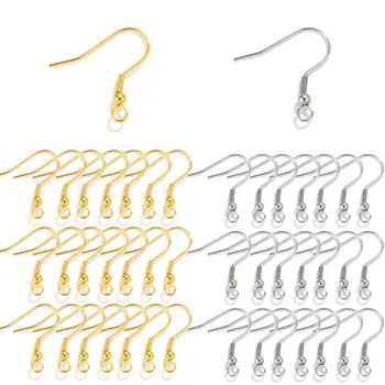 Fermoir à crochet de boucle d'oreille en acier inoxydable, accessoires de fil d'oreille, connecteurs de boucle d'oreille bricolage, matériaux de bijoux, pièces, lot de 50 pièces