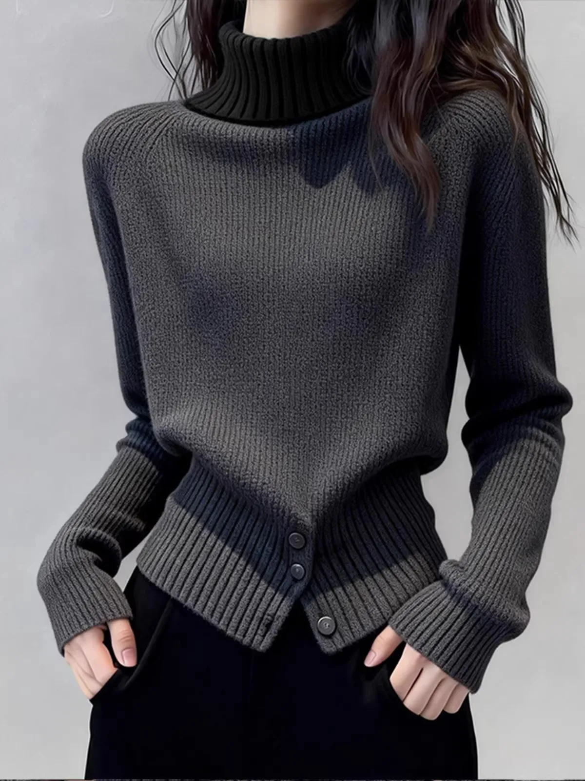 

2026 New Sle Women's Long Sve Knitted Sweater Slimming High Collar Base Layer Casual Straight Cut Basic Fit Overhead Top