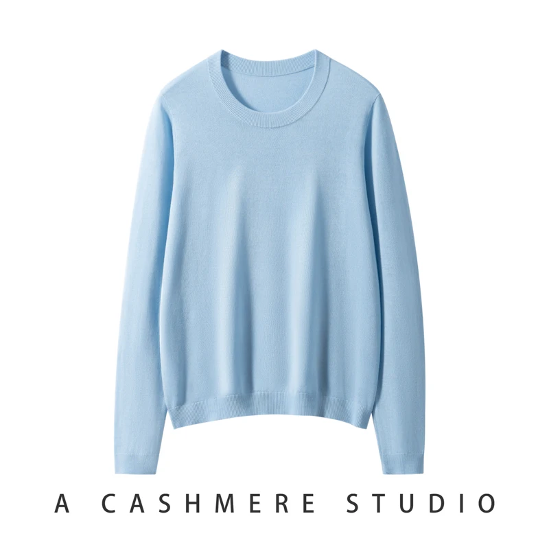 

MELILAMB Women's 15%Cashmere 85%Silk Knitted Sweater O-Neck Pullover Soft Thin Tops For Office Lady Spring Autumn Basic Style