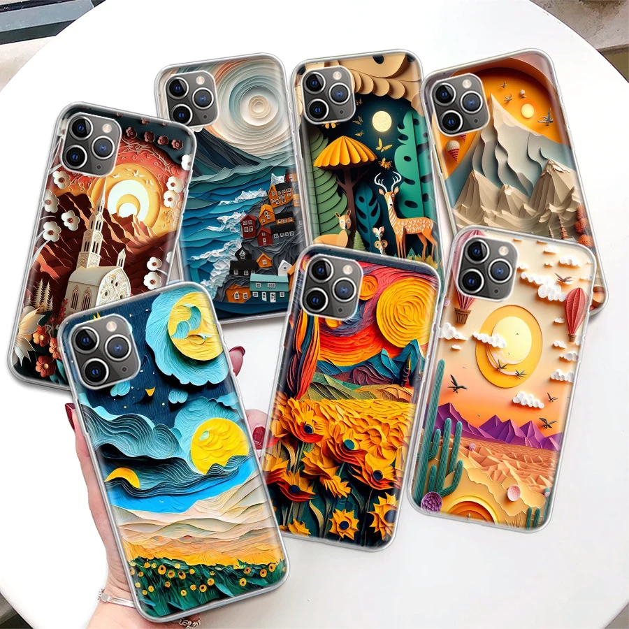 Natural Trees in Mountain Ranges Coque Phone Case For iPhone 11 12 13 14 15 16 Pro Max 7 Plus 8 + X XR XS SE Apple Soft Fundas C