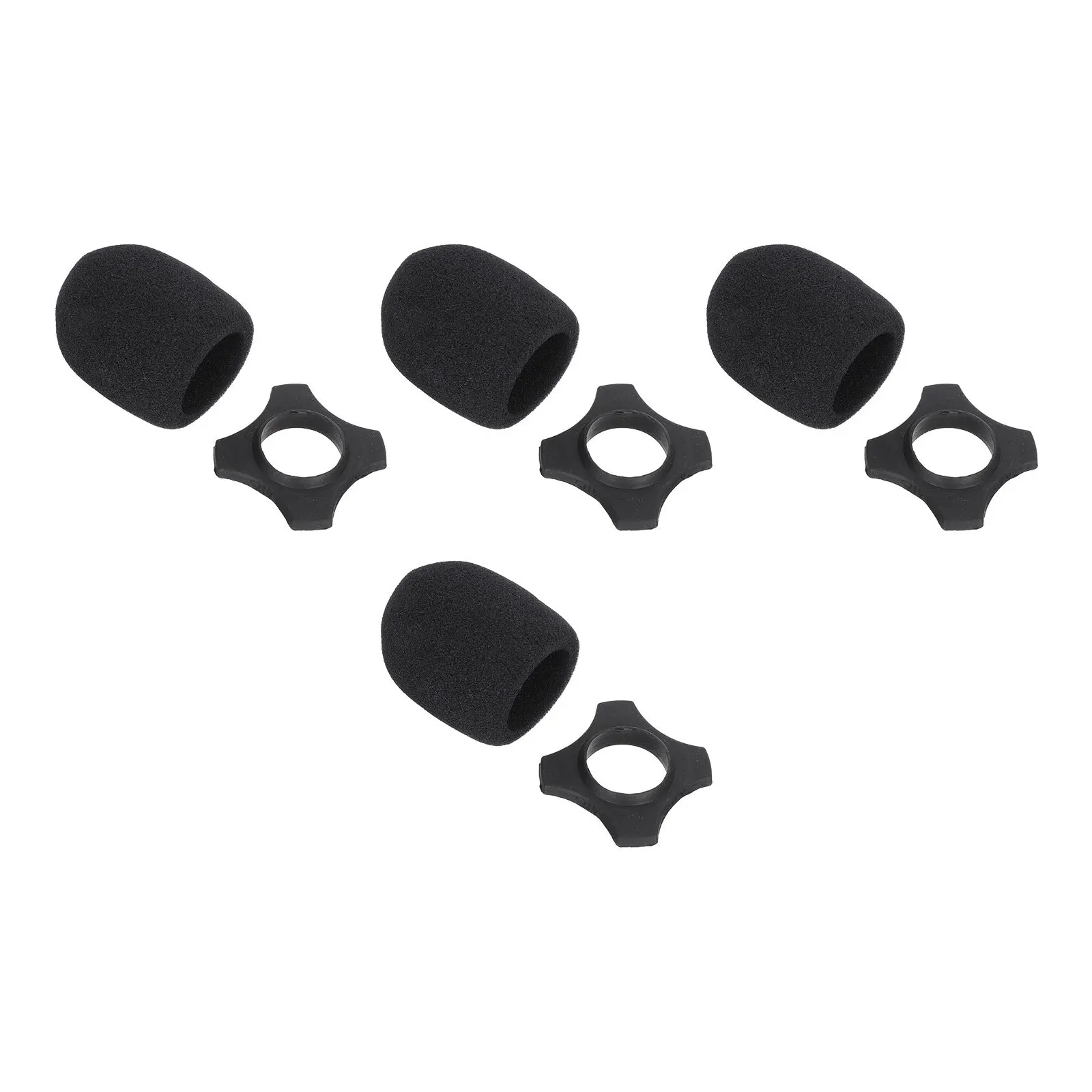 4Sets Microphone Sponge Covers Soft Elastic Noise Absorbing Mic Rubber Rings Mic Anti-Roll Protection Perfect for Stage