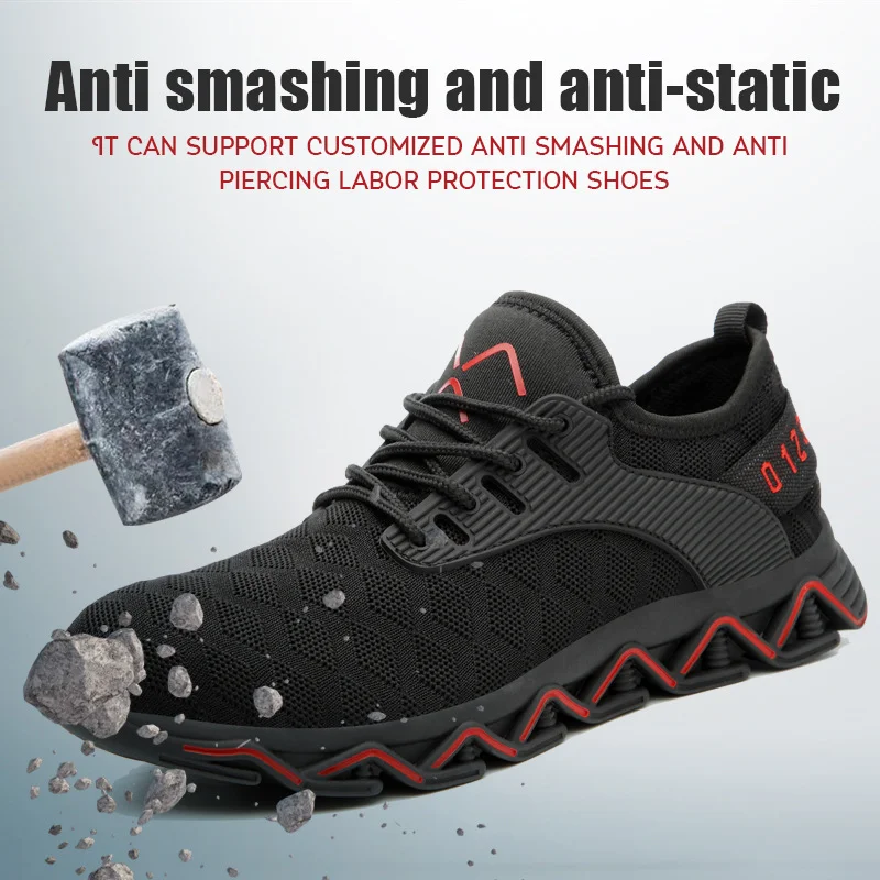 

Men's Summer Labor Protection Shoes Steel Toe Head Lightweight Anti-Smashing Anti Puncture Electrical Worker Safe Shoes