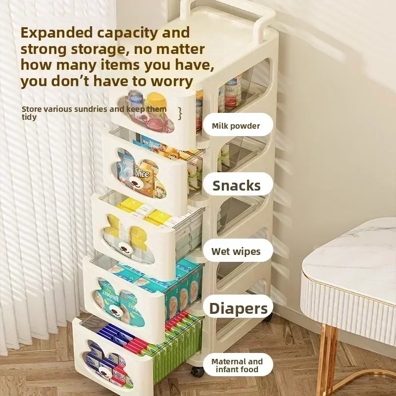 

Drawer type household under table snacks toy locker multi-layer schoolbag storage cabinet removable trolley rack