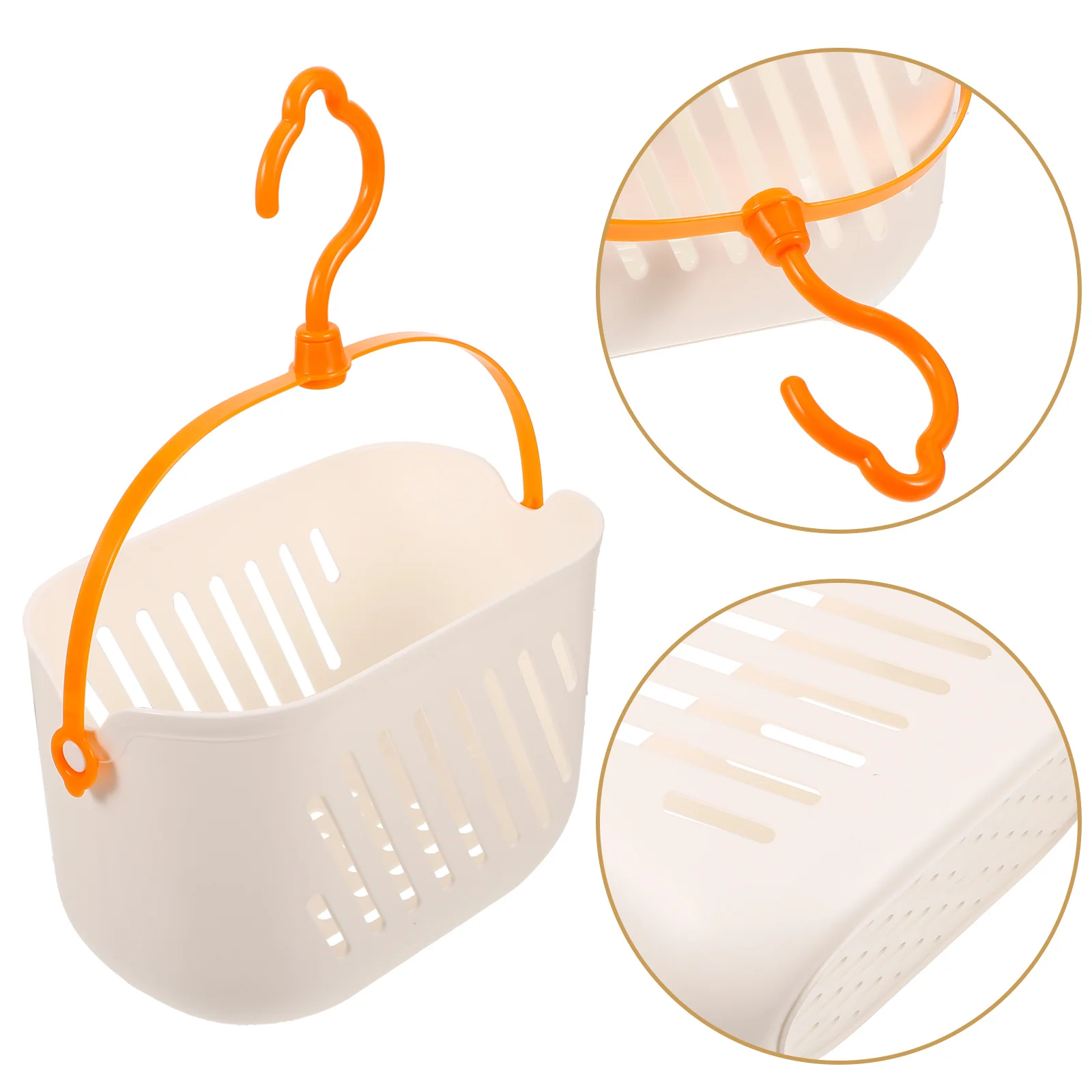 

Plastic Storage Basket Kitchen Hanging Organizer Rotatable Hook Waterproof Scratch Resistant Drainage Shower Shelf