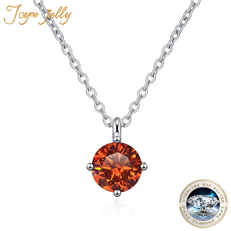 

JoyceJelly S925 Sterling Silver Necklace Moissanite Diamond Jewelry 0.5ct 1 Ct 2ct 3ct Simple Four Claw Pendant Clavicle Chain