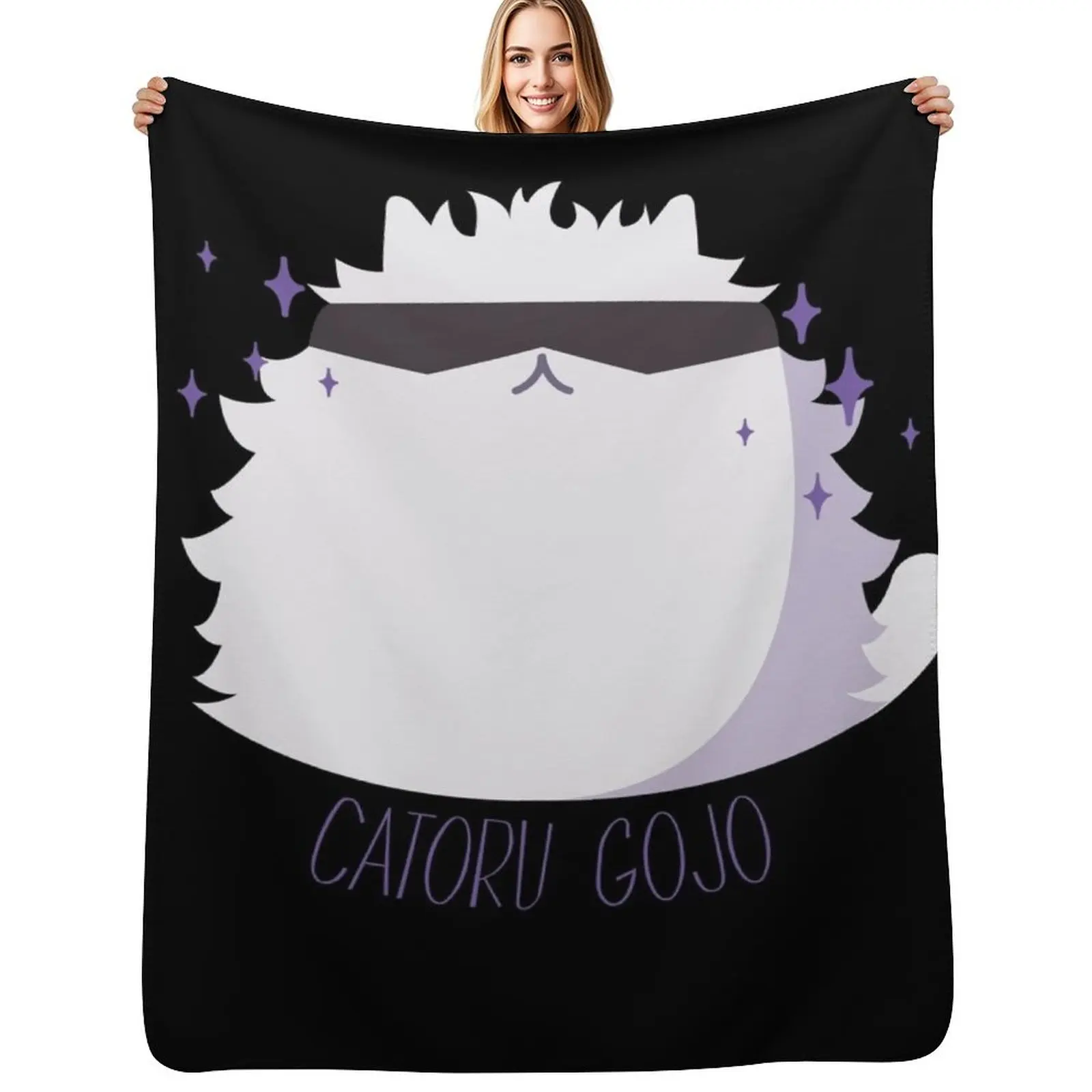 Chibi Gojo Cat Throw Blanket Portable Lightweight Blanket for Travel Camping