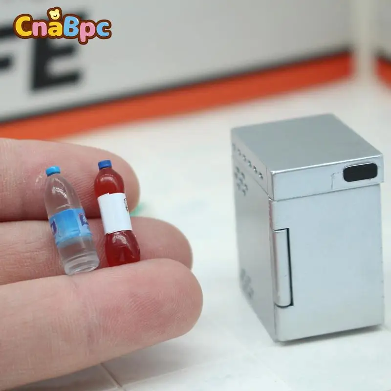 

1/12 Dollhouse Mini Furniture Refrigerator Freezer With Drinks Bottle DIY Dollhouse Miniature Kitchen Scene Decor Accessories