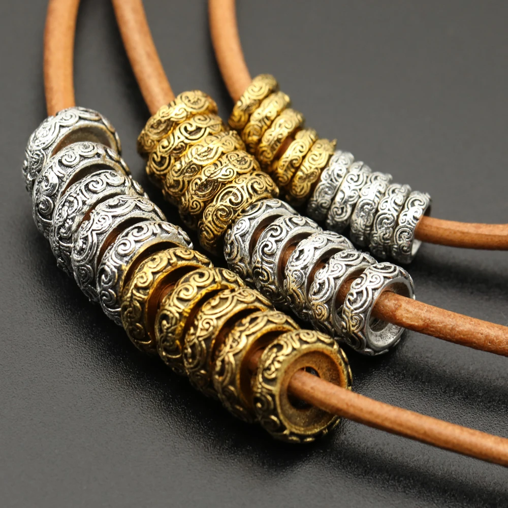 20 Pcs Large Holes Metal Spacer Beads Chinese Traditional Auspicious Cloud Pattern DIY Bracelets Necklaces Jewelry Making