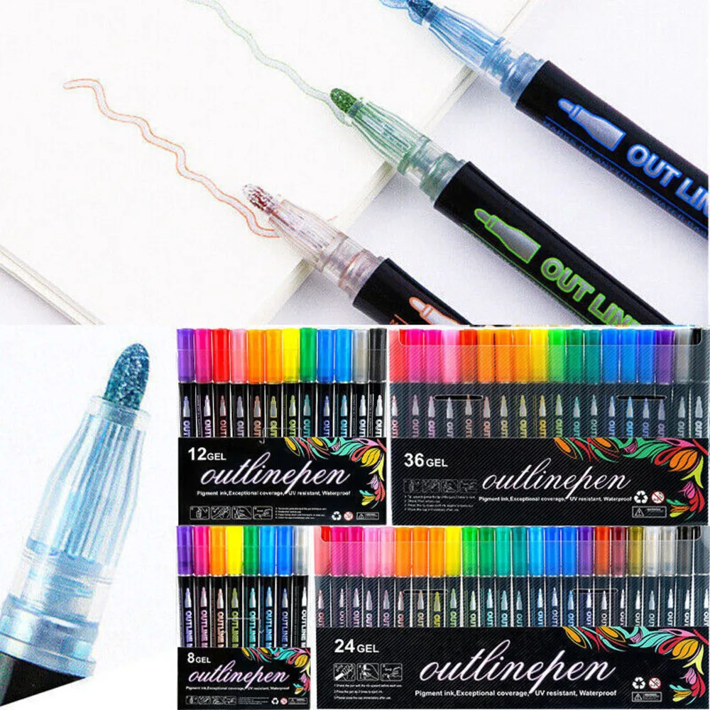 Premium 8~24 Colours Marker Felt Tip Colouring Pens For Adults & Kids